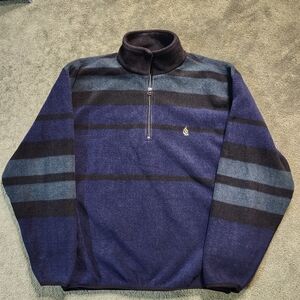 Vintage 90s Nautica Striped Quarter Zip Fleece Pullover Size Large Y2K